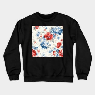 Red White and Blue Patriotic Shabby Floral Crewneck Sweatshirt